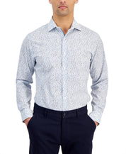 Bar Iii Mens Slim fit Dress Shirt Medium 15-15.5 Long Sleeve Light Blue Floral