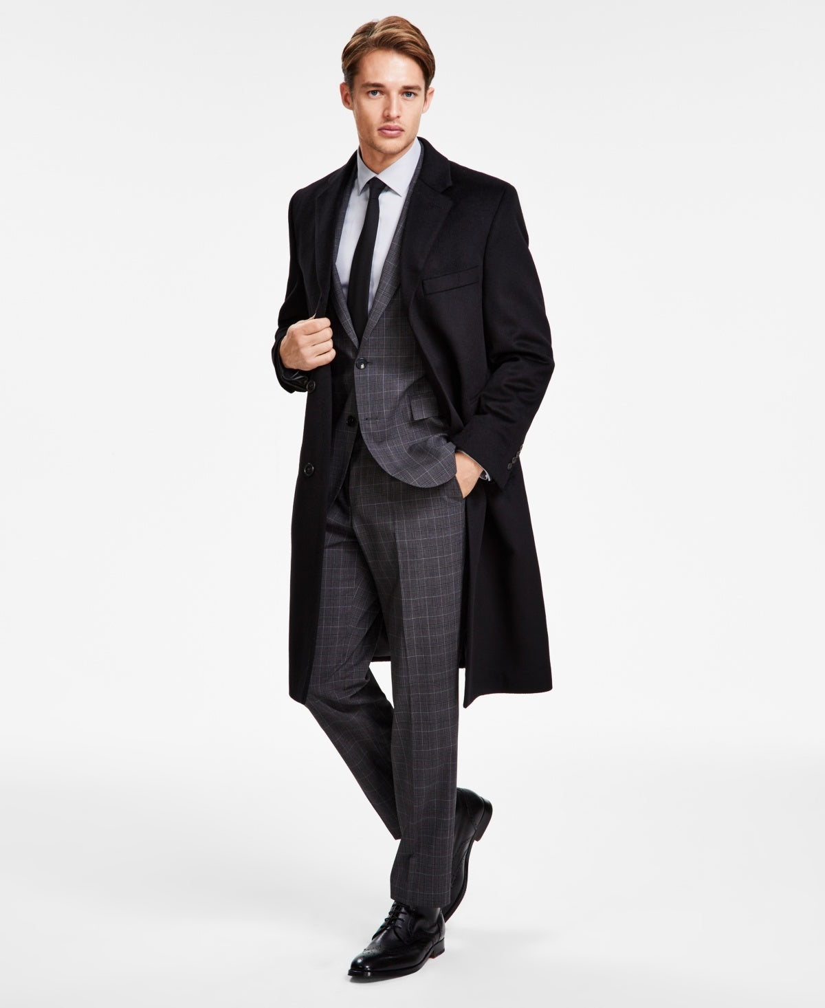 Michael Kors Mens Classic fit Overcoat Coat 40 S Black Solid