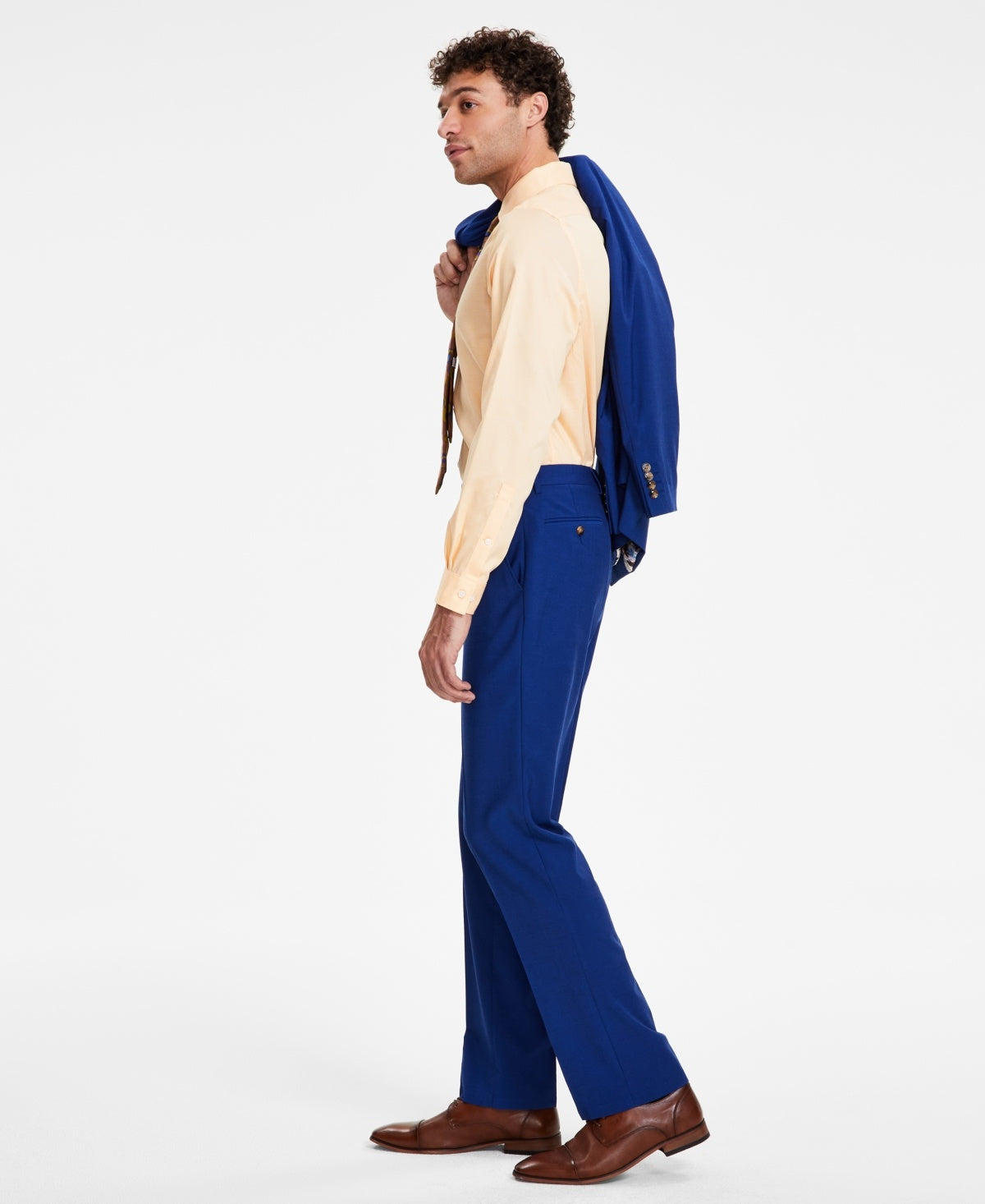 TAYION Mens Classic fit Dress Pants 36 / 32 Bright Blue Solid
