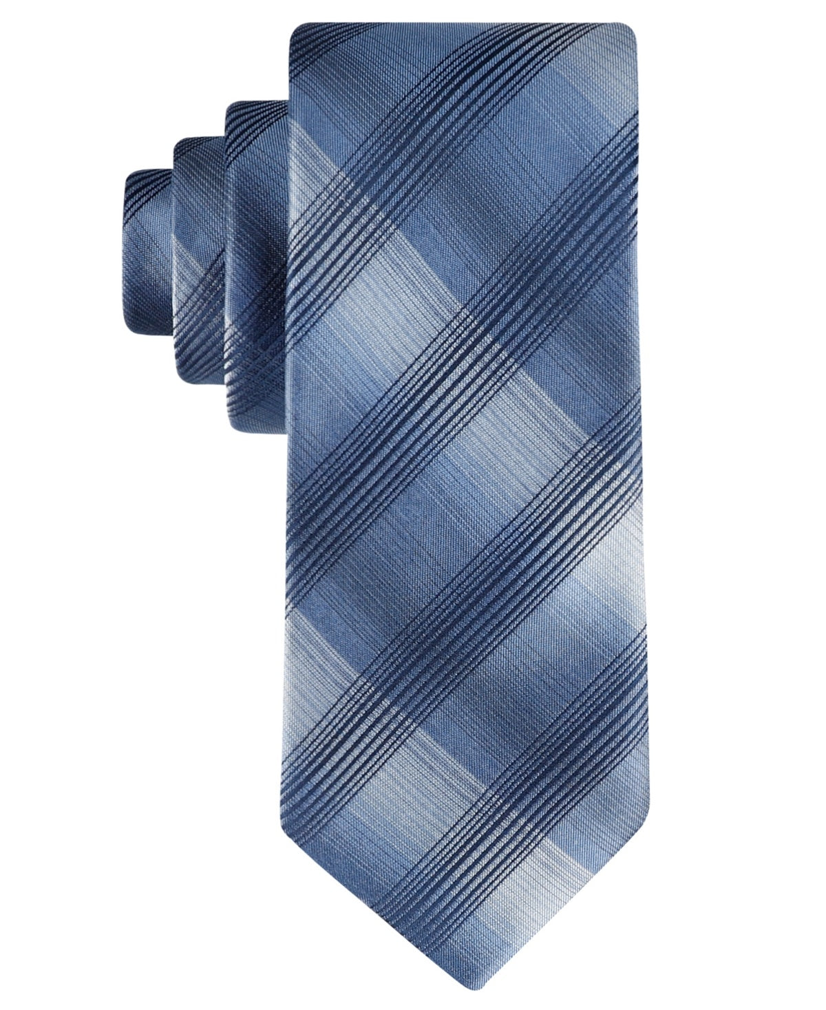 Calvin Klein Mens Regular fit Tie Necktie One Size Blue Multi Plaid