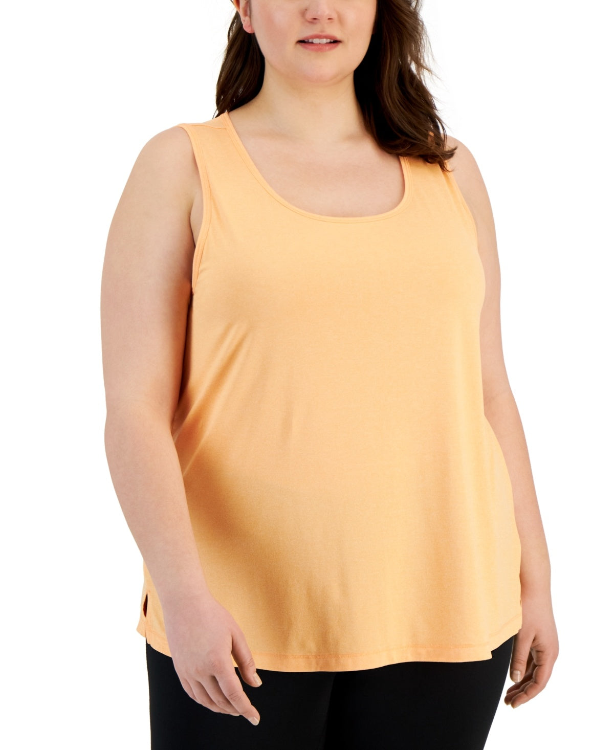 ID Ideology Women Regular fit Sleeveless Tank Top Shirt 4X Orange Solid