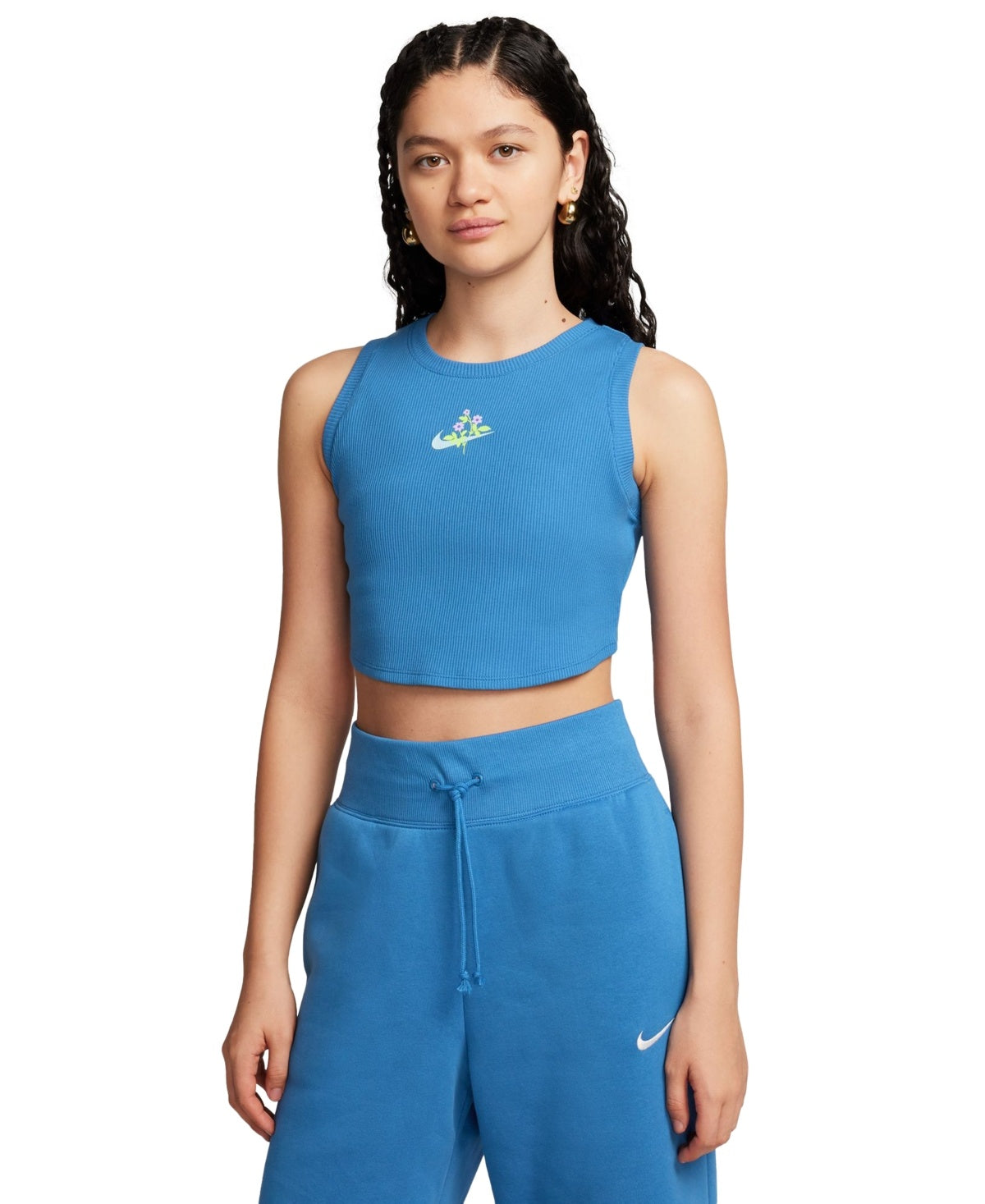 Nike Women Regular fit Sleeveless Tank Top Shirt XL Blue Solid