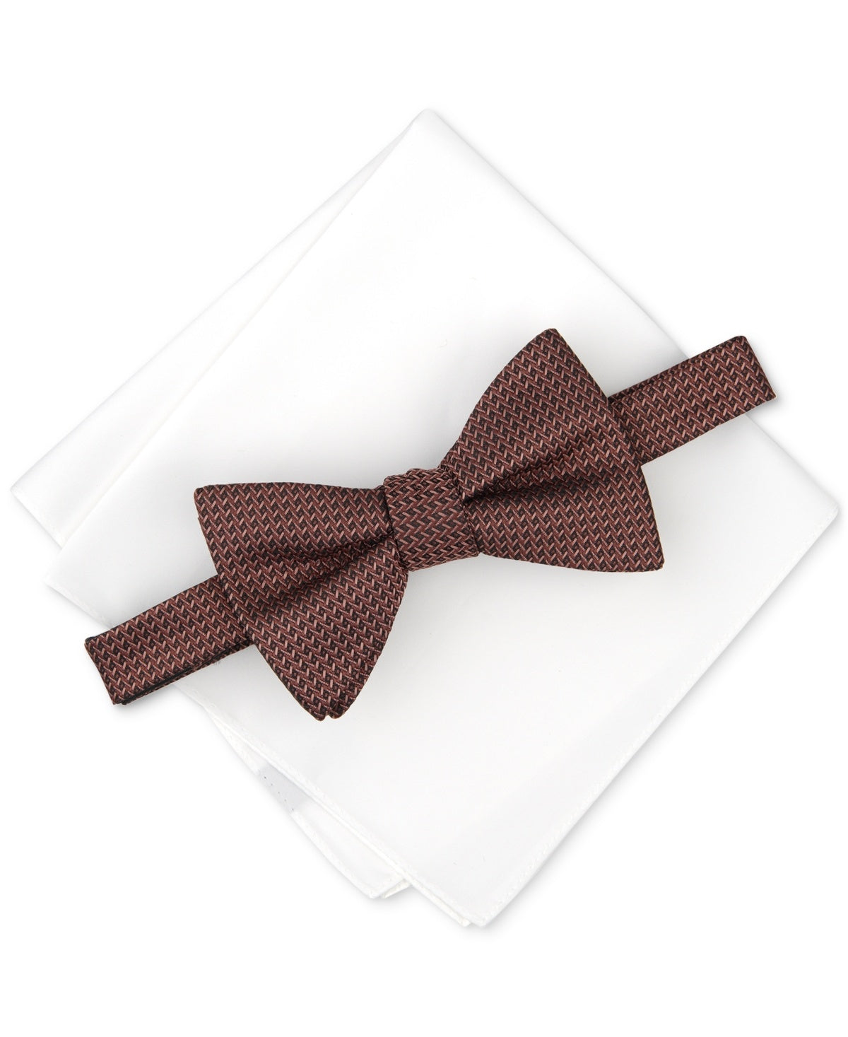 Alfani Mens Regular fit Bow Tie Necktie Pocket Square Set One Size Brown