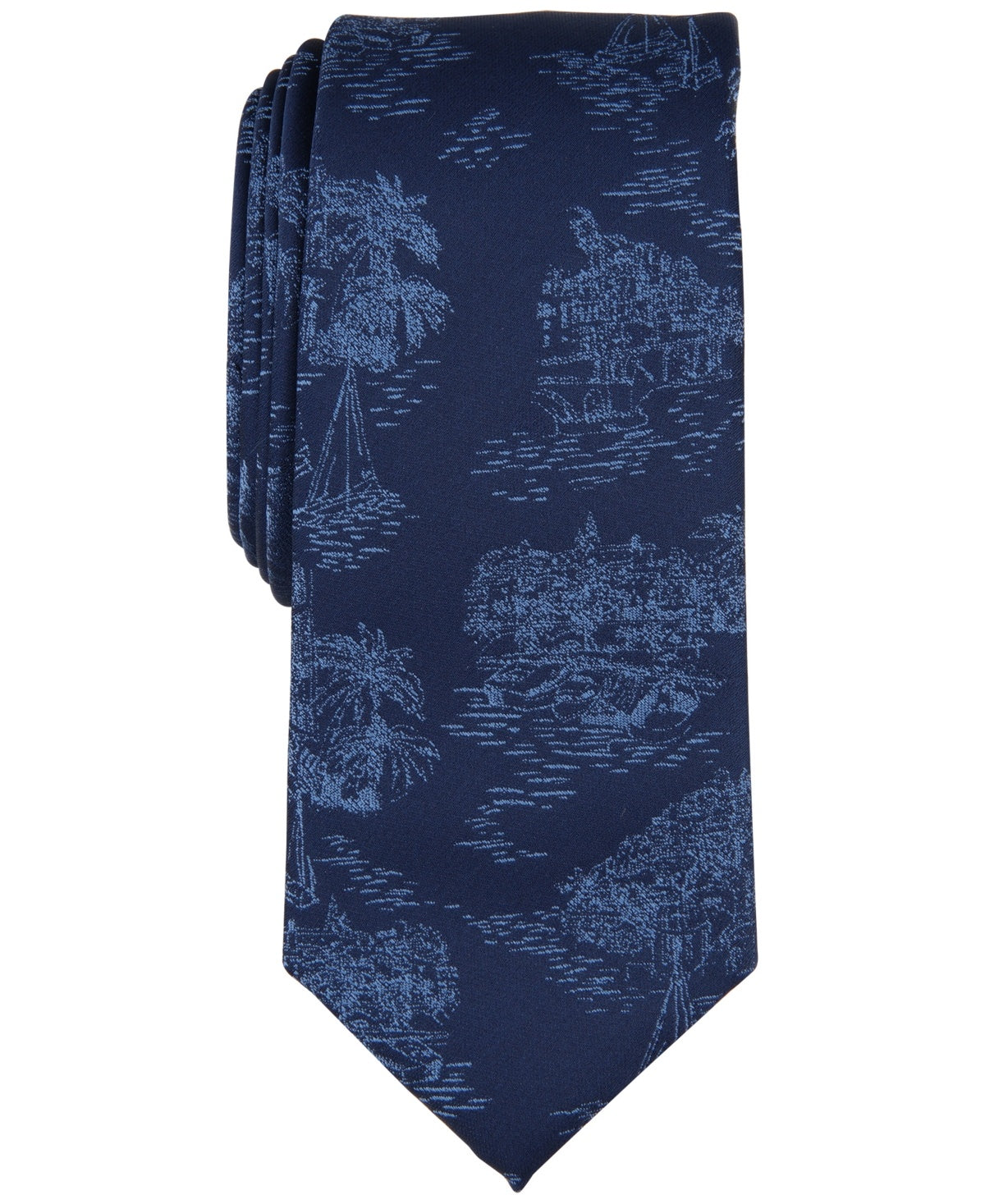 Bar Iii Men Regular fit Tie Necktie One Size Blue Ashville Botanical
