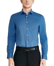 Tallia Mens Slim fit Dress Shirt Large 16-16.5 32-33 Blue Geometric