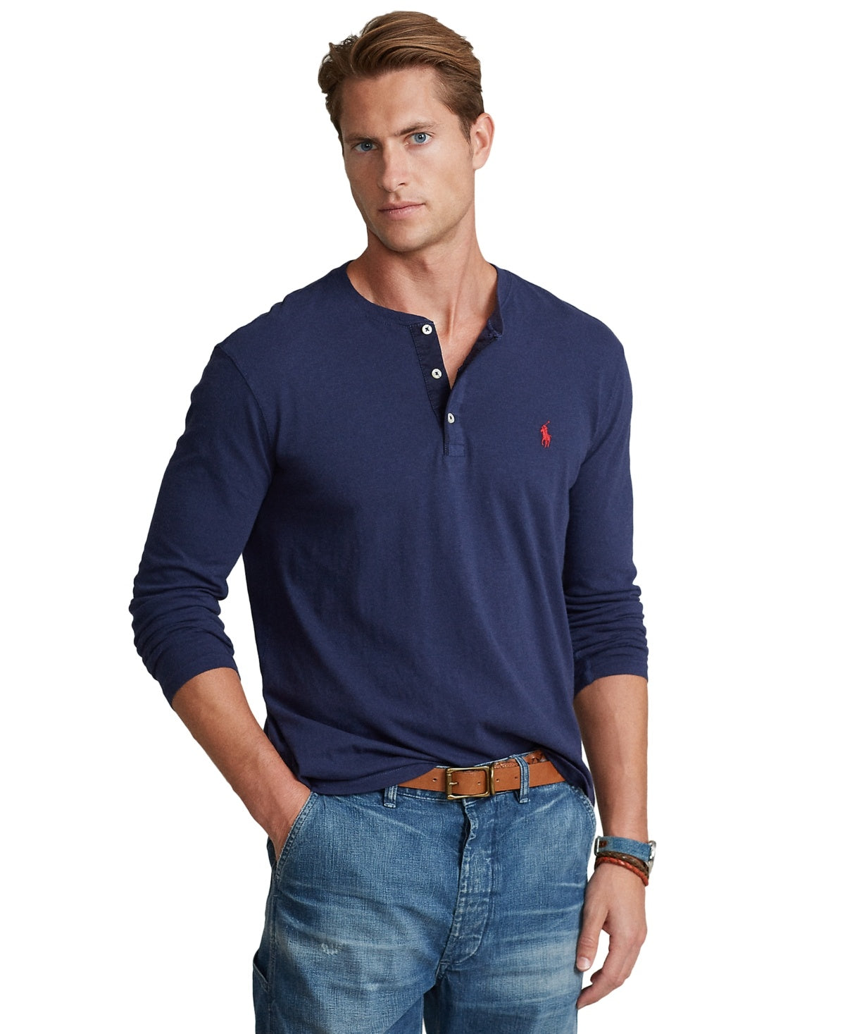 Polo Ralph Lauren Mens Henley Long Sleeve T Shirt Shirt Cruise Navy XS