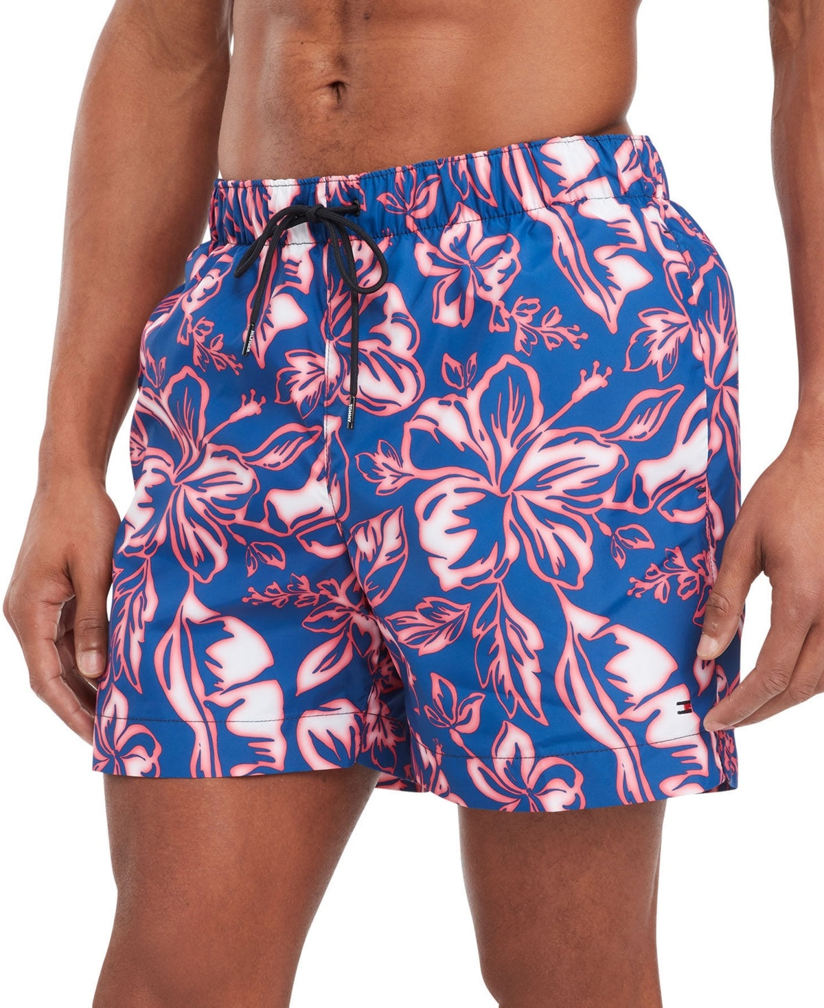 Tommy Hilfiger Mens Regular fit Swim Trunks Swimwear Large 5 Inseam Blue Floral