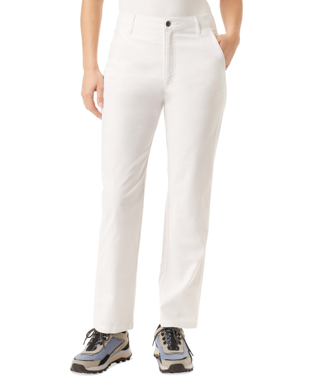 Bass Outdoor Womens Slim fit Casual Pants 8 White Solid Stretch