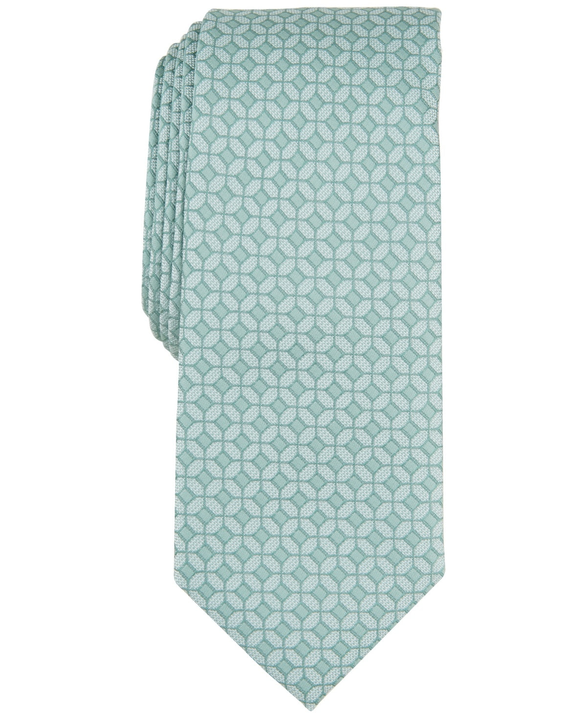 Alfani Men Tie Necktie One Size Green Geometric