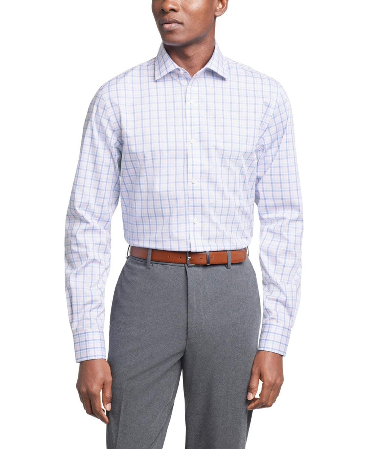 Tommy Hilfiger Men Slim fit Dress Shirt Medium 15.5 in 34-35 Blue Plaid