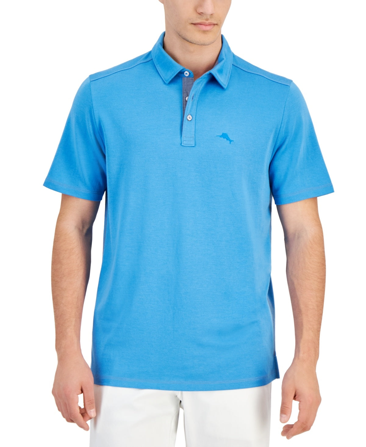 Tommy Bahama Men Regular fit Short Sleeve Polo Shirt Medium Blue Solid