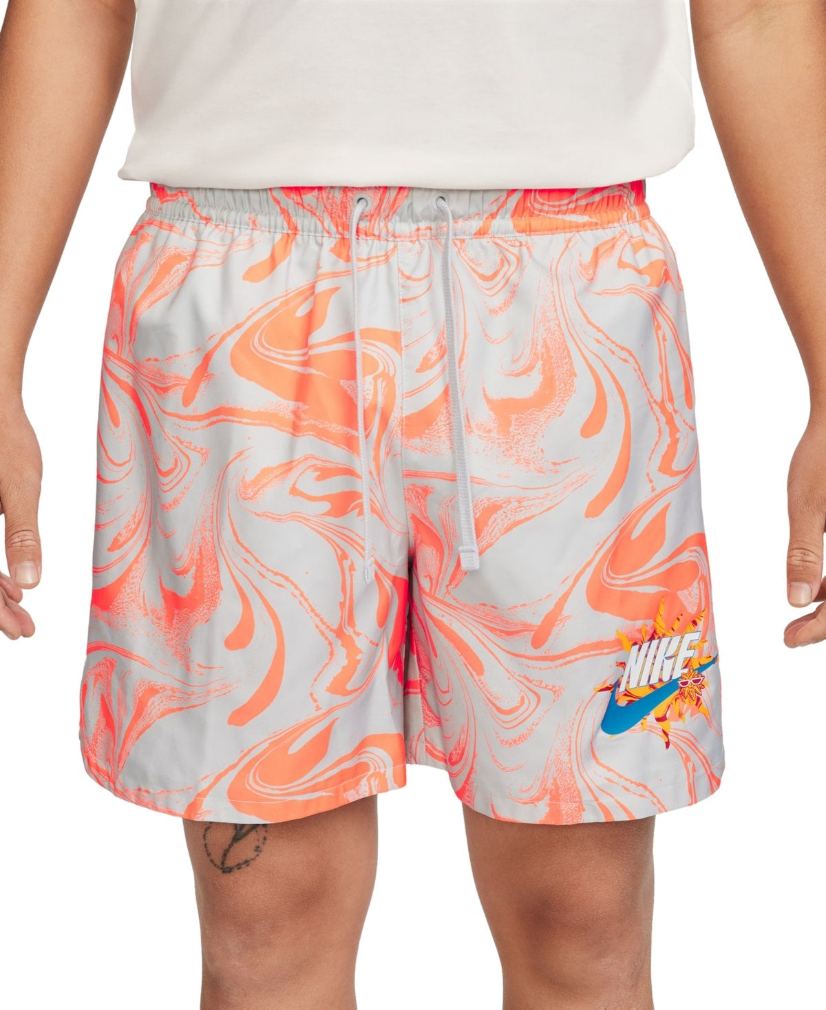 Nike Mens Regular fit Swim Trunks Medium Spring Break Grey Orange Printed