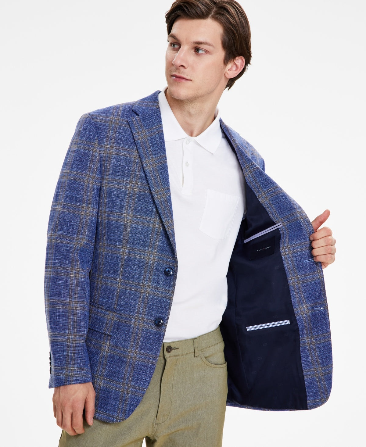 Tommy Hilfiger Mens Modern fit Sport Coat Blazer 38R Blue Plaid