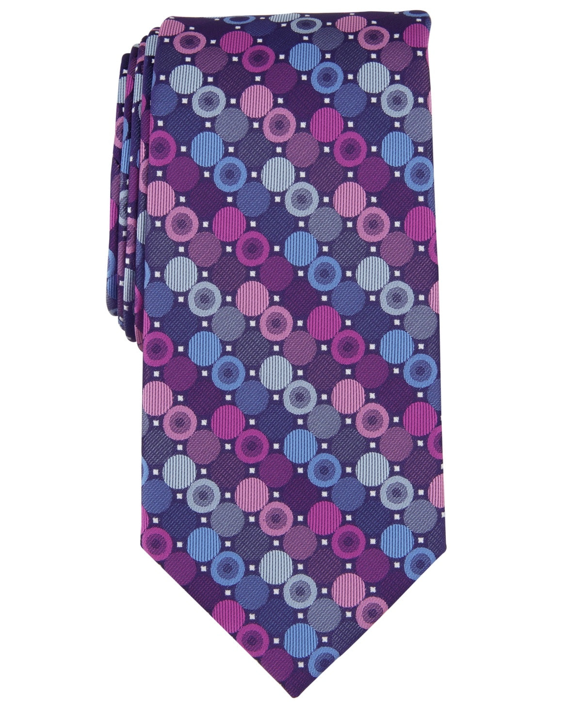 Perry Ellis Mens Regular fit Tie Necktie One Size Pink Blue Purple Geometric