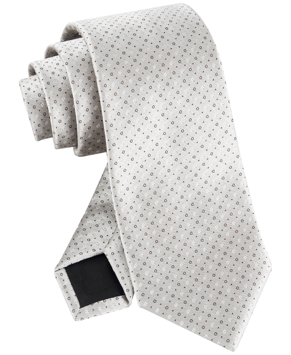 Calvin Klein Mens Tie Necktie One Size Silver Micro Dot