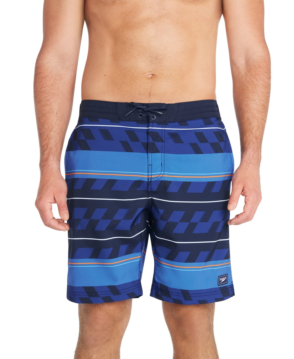 Speedo Mens Regular fit Swim Trunks Swimwear Small Blue Striped