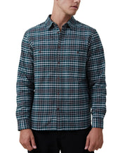 COTTON ON Mens Brooklyn Long Sleeve Button Down Shirt Green Check Small