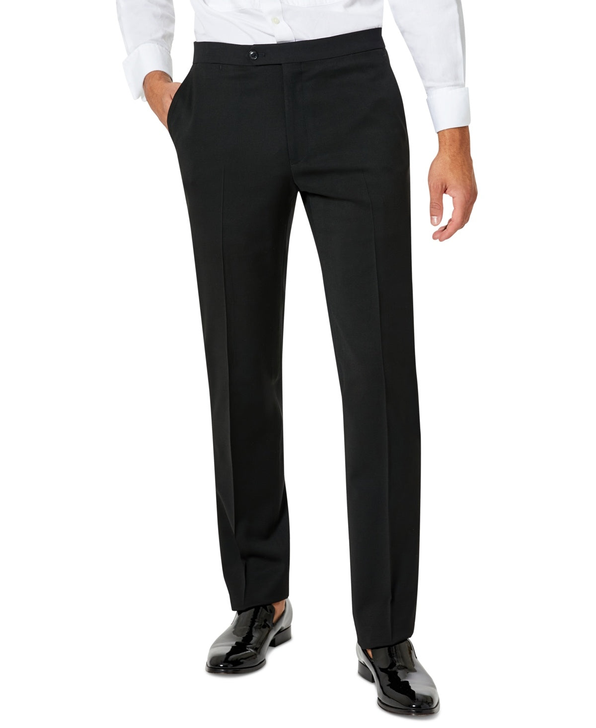 Tommy Hilfiger Mens Modern fit Wool Tuxedo Pants 34 / 29 Black Solid
