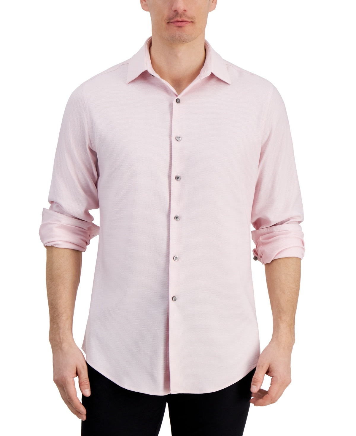 Alfani Mens Slim fit Dress Shirt Large 16-16.5 34-35 Light Pink