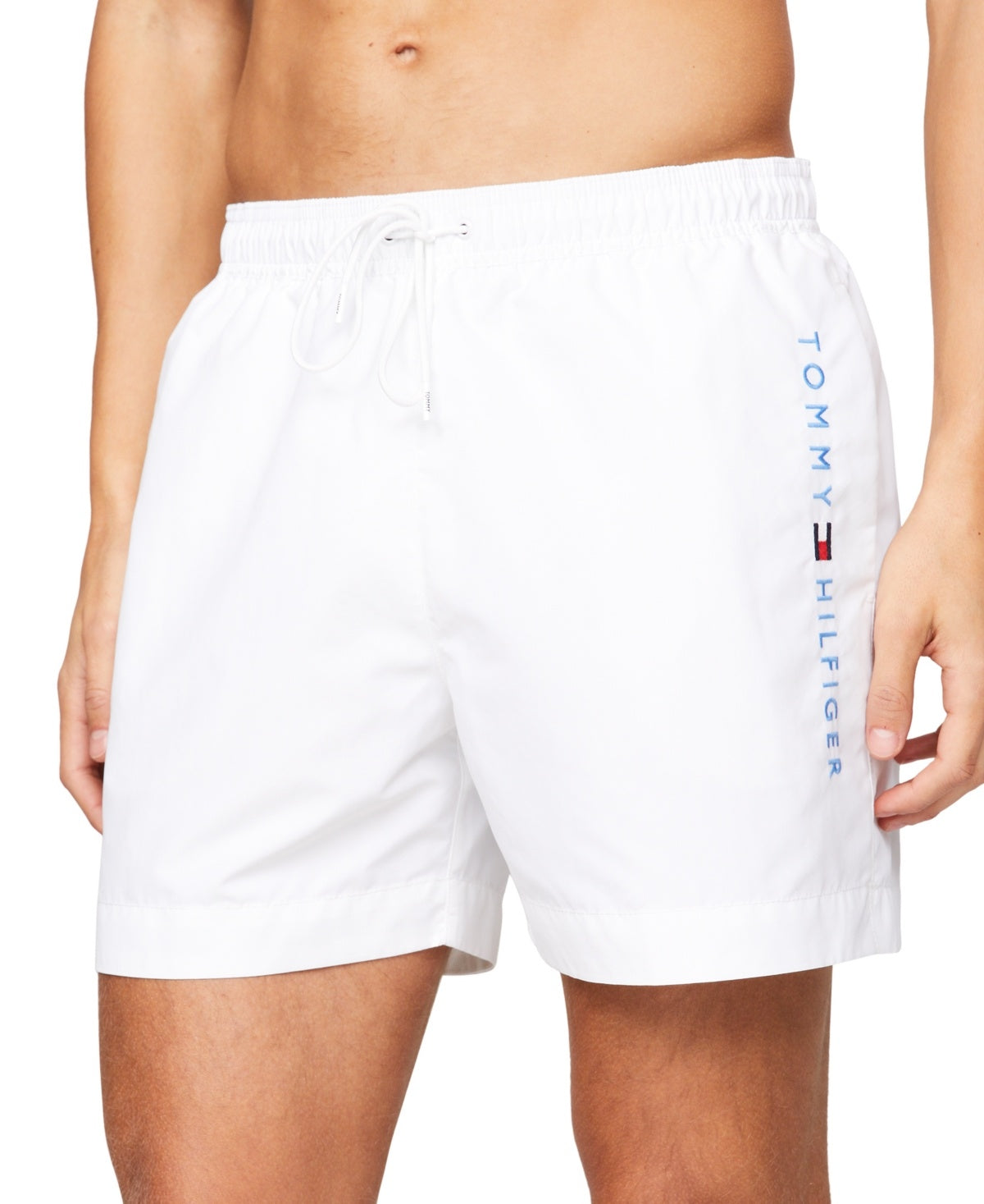 Tommy Hilfiger Mens Regular fit Trunks Swimwear Large 7 Inseam White Solid