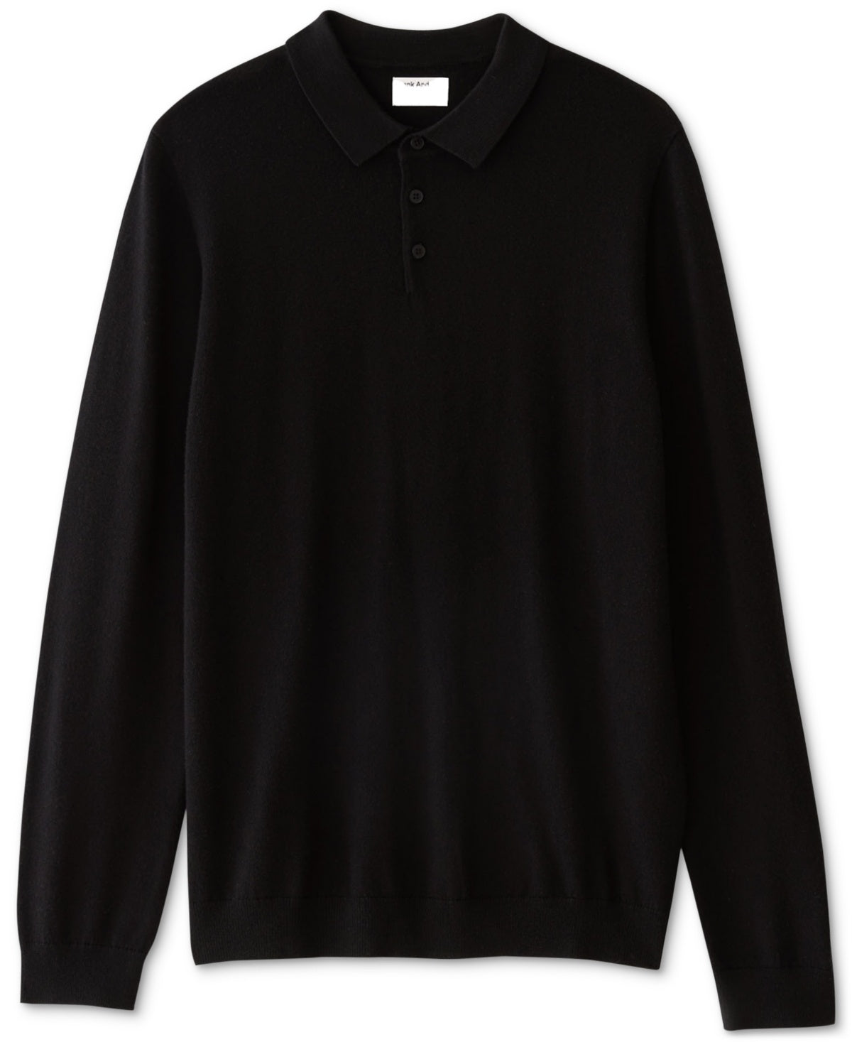 Frank And Oak Mens Merino Wool Long Sleeve Polo Sweater Black XL