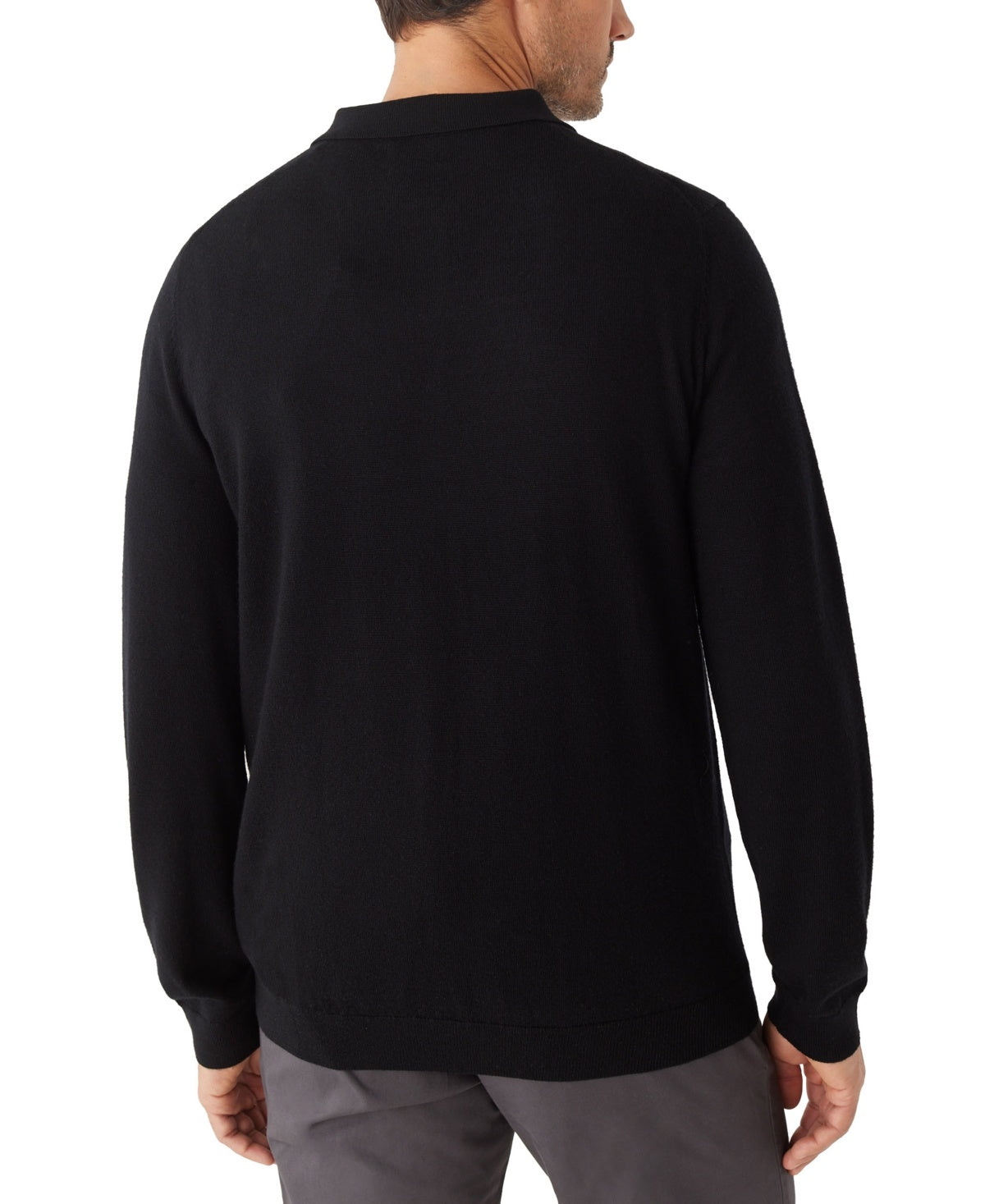 Frank And Oak Mens Merino Wool Long Sleeve Polo Sweater Black XL