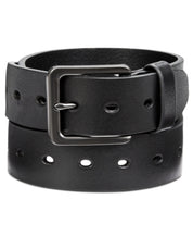 Perry Ellis Mens Perforated Leather Belt Black 36