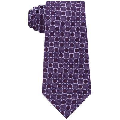 Calvin Klein Men's Quatrefoil Medallion Slim Silk Tie Purple Necktie