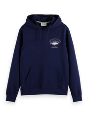 SCOTCH & SODA Men's Front Back Artwork Hoodie Sweatshirt Blue Multi Medium