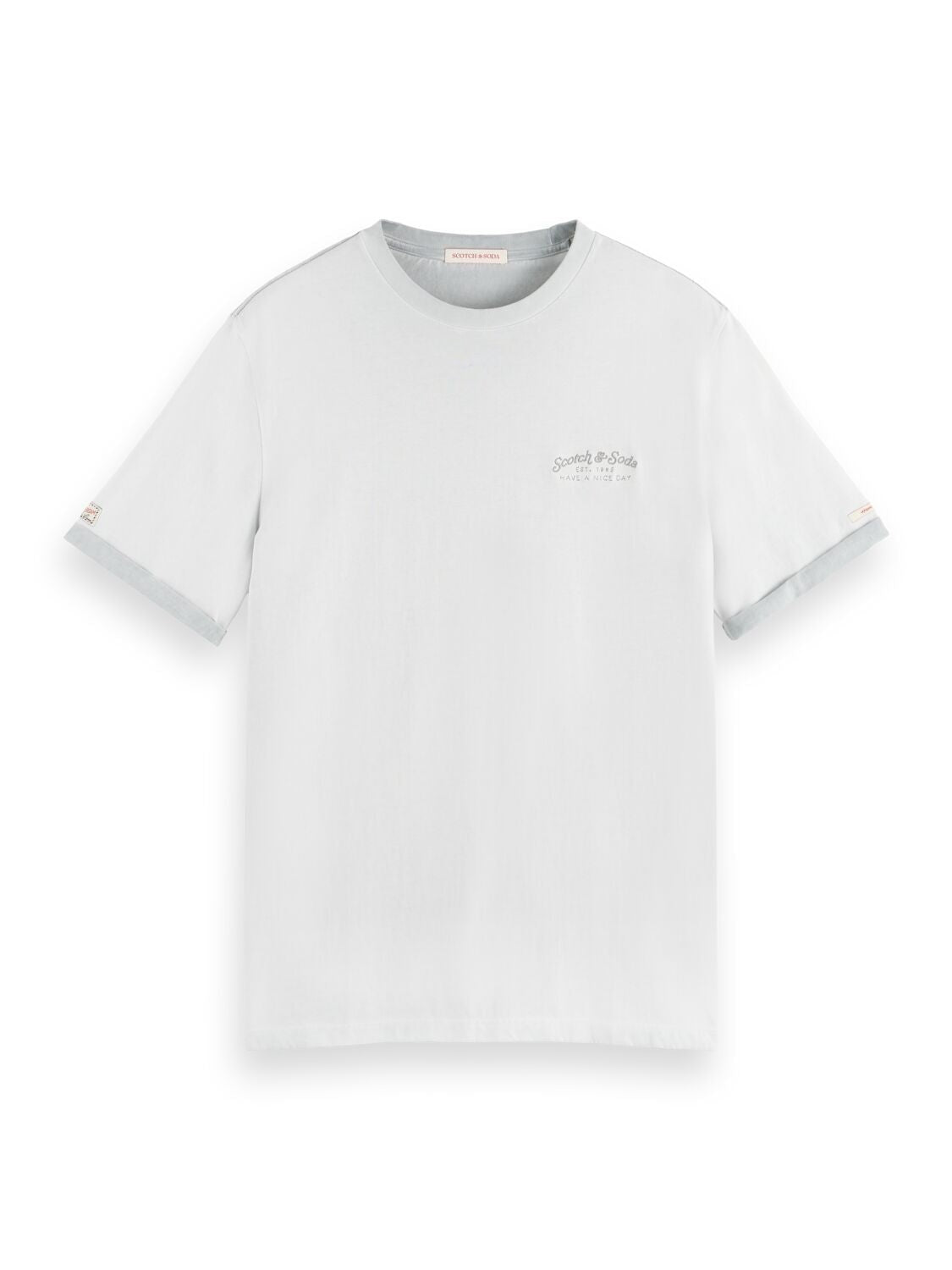 Scotch & Soda Mens Garment Dye Left Chest Logo Short Sleeve T Shirt White XL