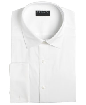Alfani Men's Slim Fit 2Way Stretch French Cuff Shirt  White 16