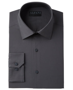 Alfani Mens Slim fit Dress Shirt Small 14-14.5 32-33 Dark Grey Solid