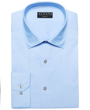 Alfani Mens Slim fit Dress Shirt Small 14-14.5 32-33 Light Blue Solid