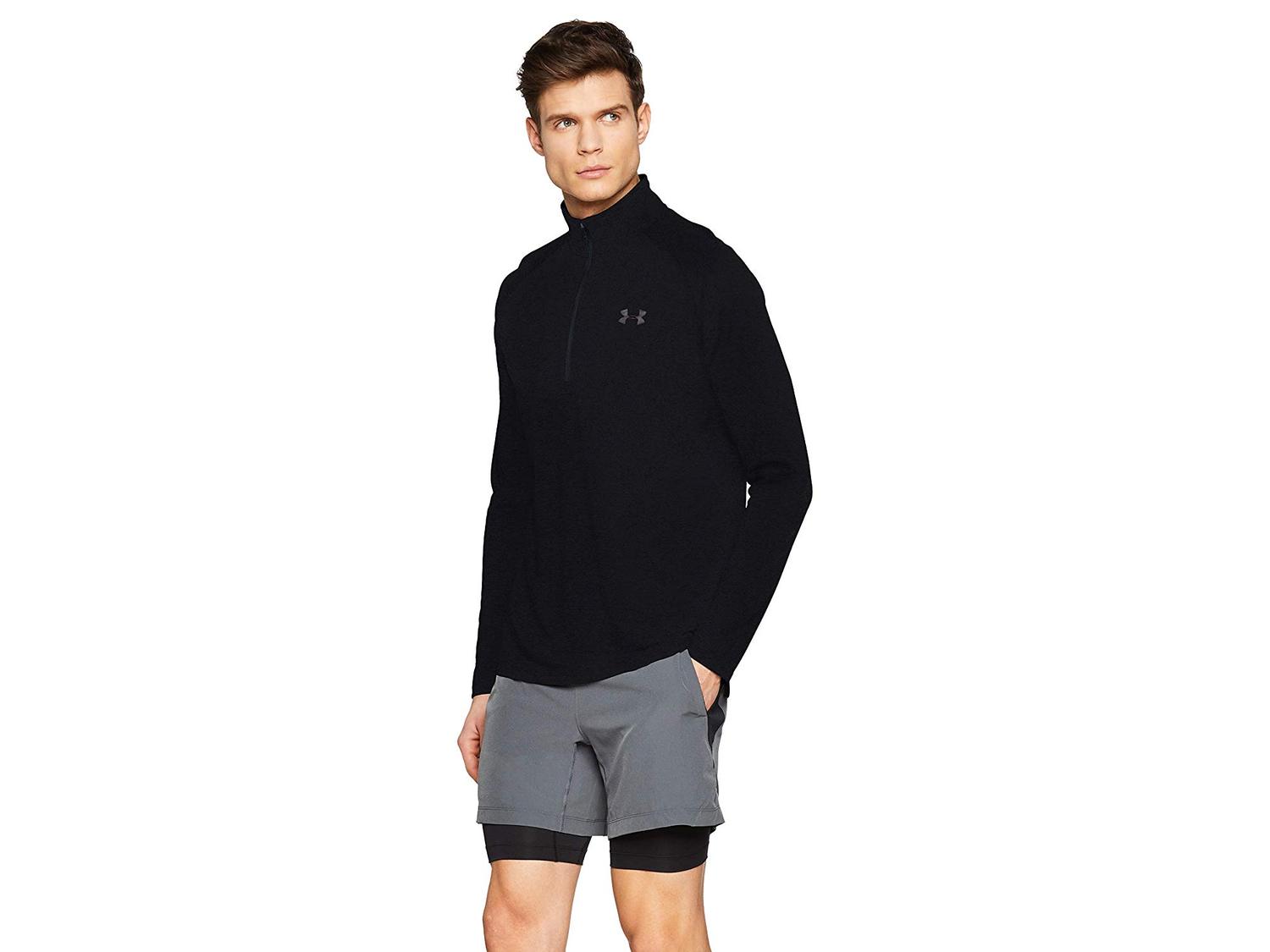 Under Armour Mens Regular fit Long Sleeve Half Zip Sweatshirt Large Black