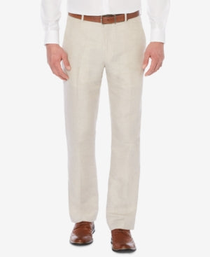 Perry Ellis Mens Regular fit Dress Pants 32 / 30 Beige Solid Linen