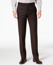 CALVIN KLEIN Men's Slim Fit Dress Pants Burgundy Plaid 34 x 34