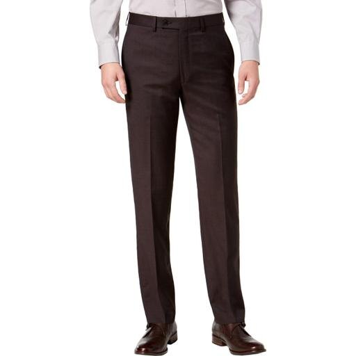 Calvin Klein Men's Slim Fit Solid Dress Pants Brown Check 34 x 30