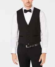 Calvin Klein Mens Slim-Fit Stretch Suit Vest Large Black