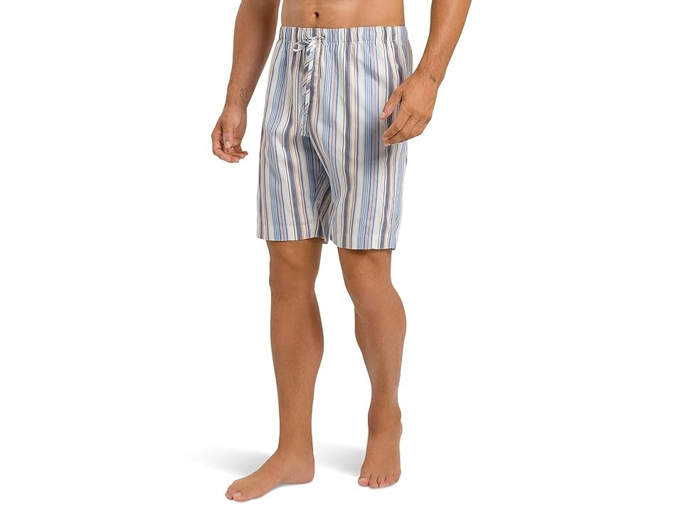 Hanro Mens Regular fit Canvas Pajamas Shorts Medium Blue Striped