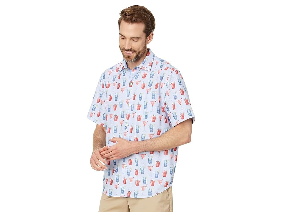 Tommy Bahama Men Regular fit Short Sleeve Button-Up Shirt Medium Blue