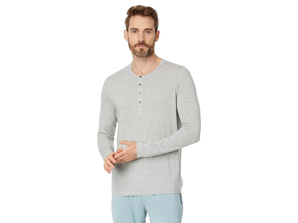Calvin Klein Mens Regular fit Lounge Henley T-Shirt Pajamas Small Grey