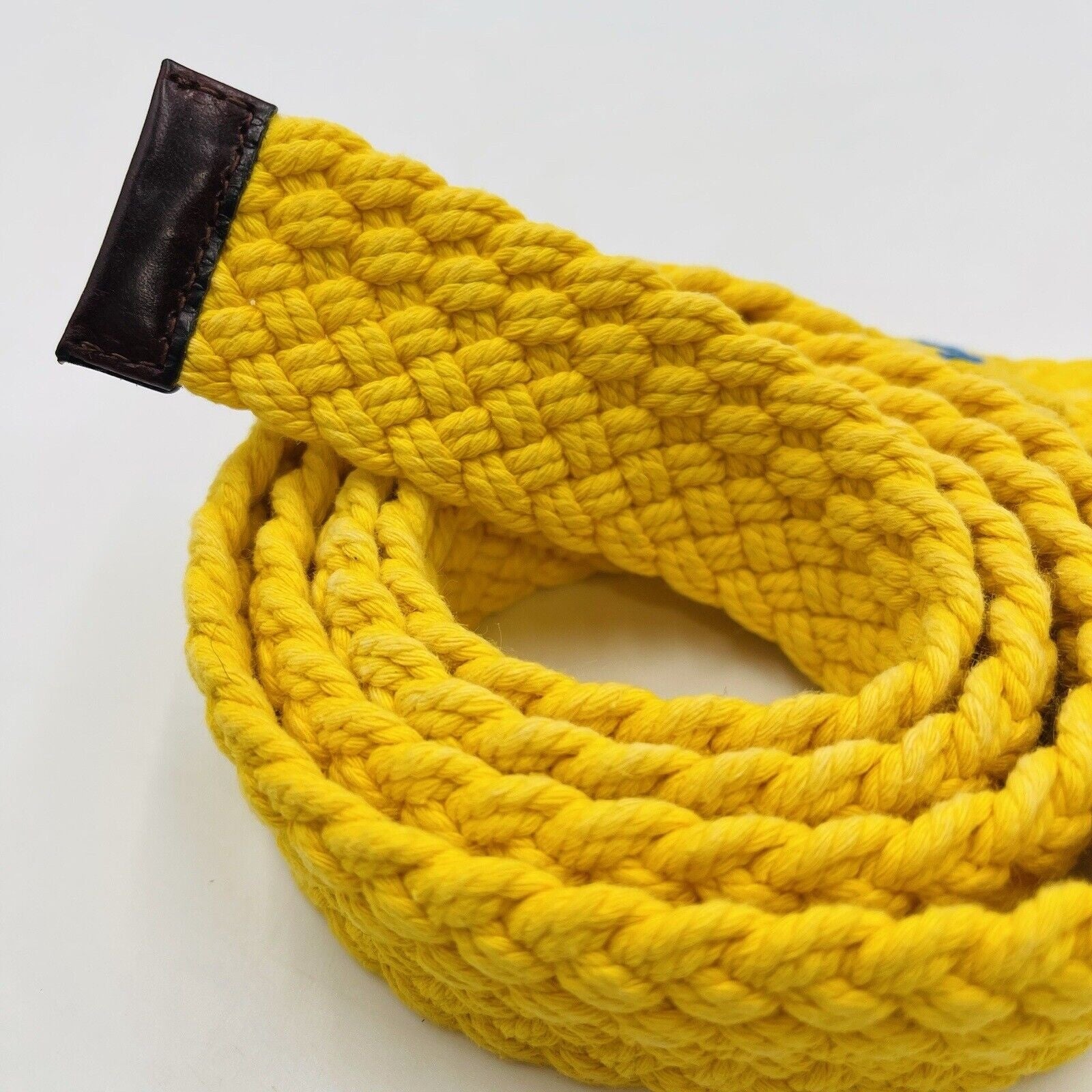 Polo Ralph Lauren Belt Woven Braided Men’s Small Yellow Blue Pony Small