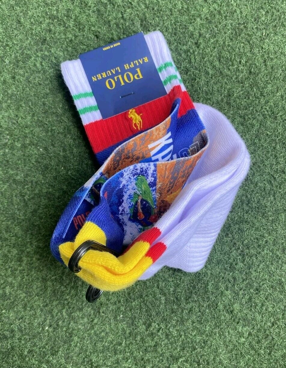 Polo Ralph Lauren Mens Socks Kayak Whitewater Socks White One Size
