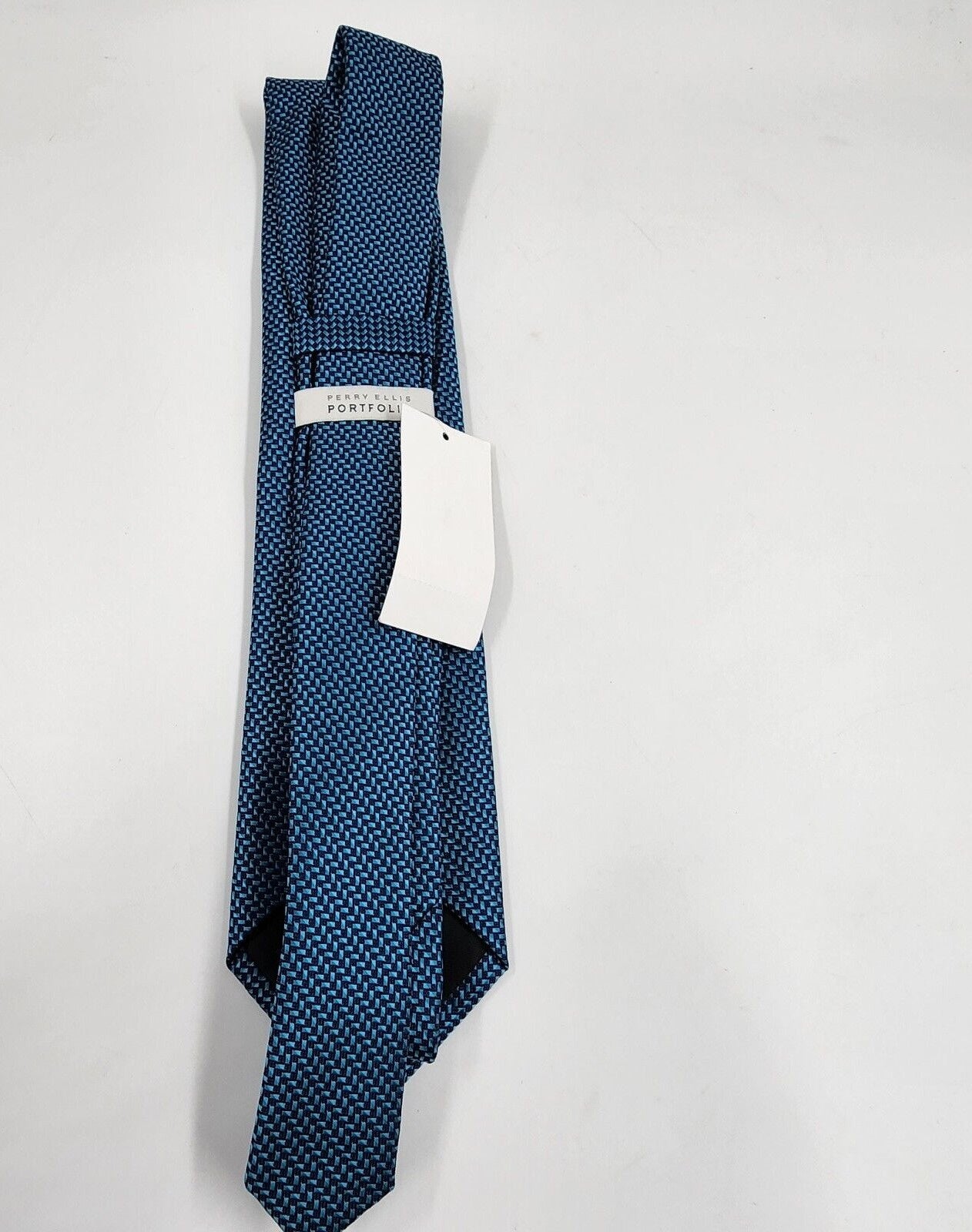 Perry Ellis Portfolio Men's Geometric Tie Teal Blue Necktie