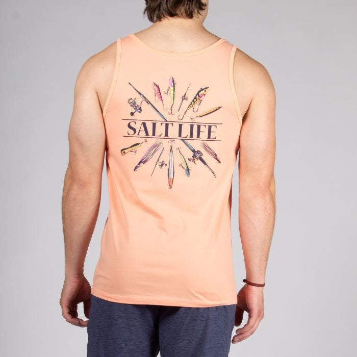 Salt Life Mens Regular fit Sleeveless Tank Top Shirt Medium Orange Solid