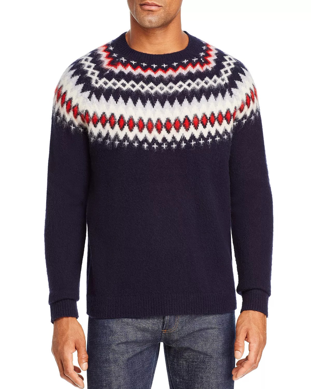 The Men's Store  Merino Wool Fair Isle Sweater XXL Navy Blue