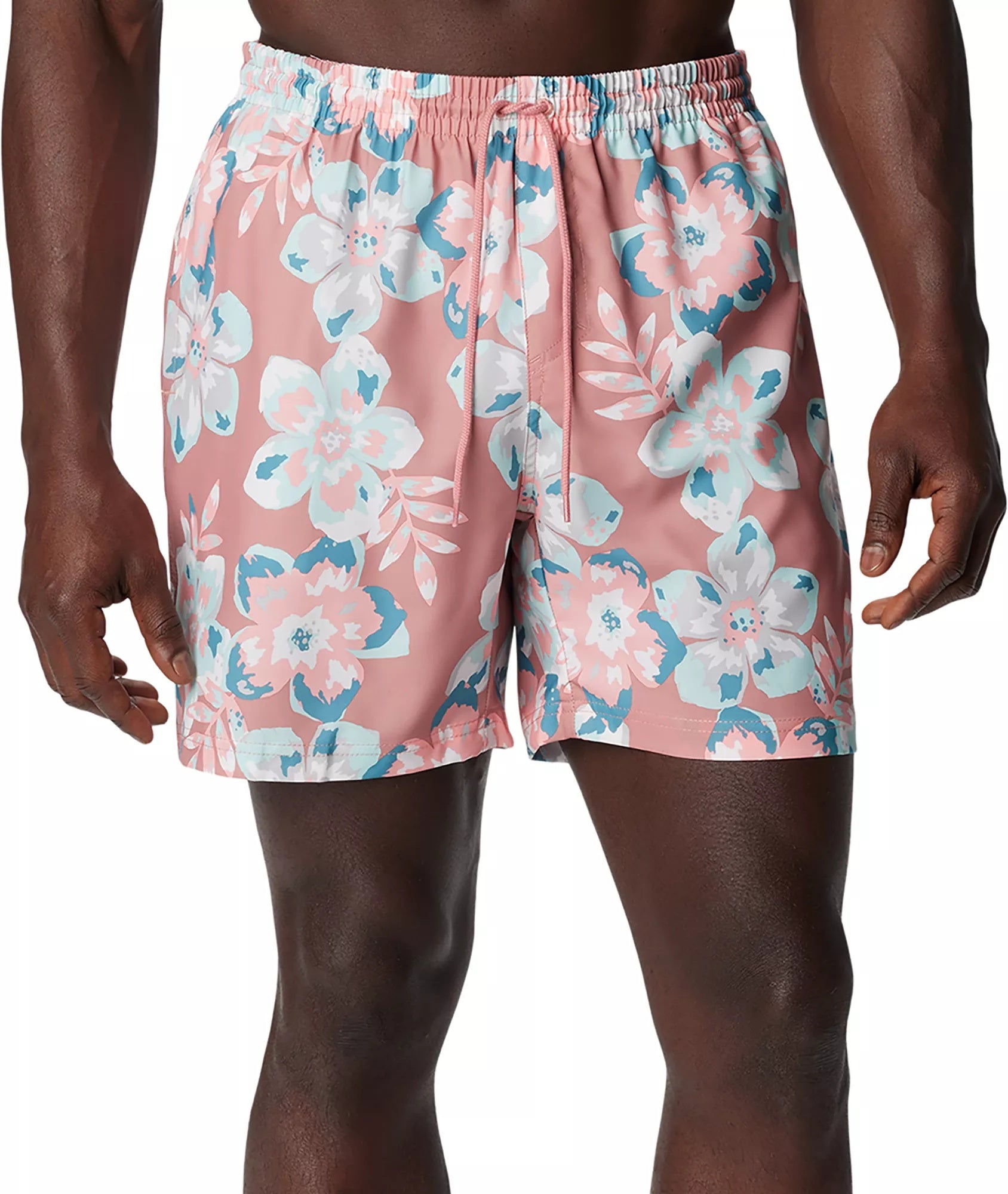 Columbia Mens Regular fit Swim Trunks Swimwear Medium / 6 Red Floral Quick Dry