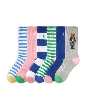 Polo Ralph Lauren Mens 6 Pack Regular fit Crew Socks 10-13 Multicolor