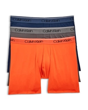 Calvin Klein Mens  3 Pack Boxer Briefs Underwear XL Orange Solid
