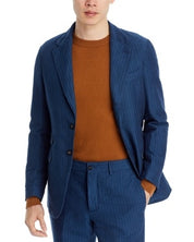Massimo Alba Stripe Linen Herringbone Suit Jacket EU 50 US 40R Navy Blue